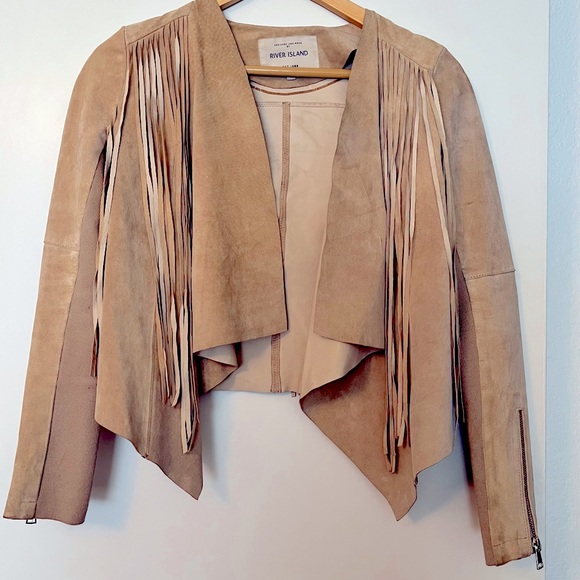fringe leather jacket by River Island - Picture 1 of 4